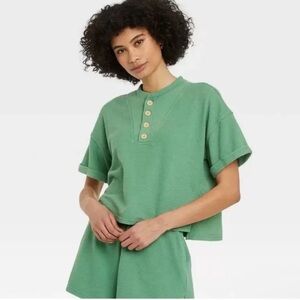 Universal Thread Green Short Sleeve Women's Lounge Set